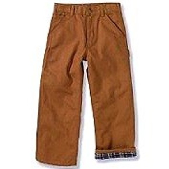 NWT Carhartt Boys' Loose Fit Flannel-Lined Utility Work Pants Dark Mustard SZ 16 - Picture 5 of 16